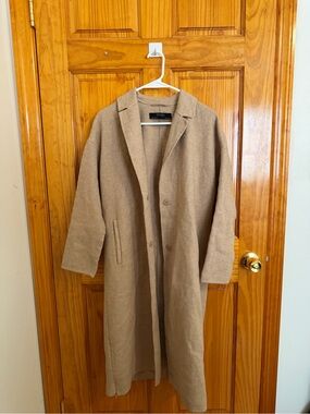 Men's Long Wool-Blend Overcoat in Beige
